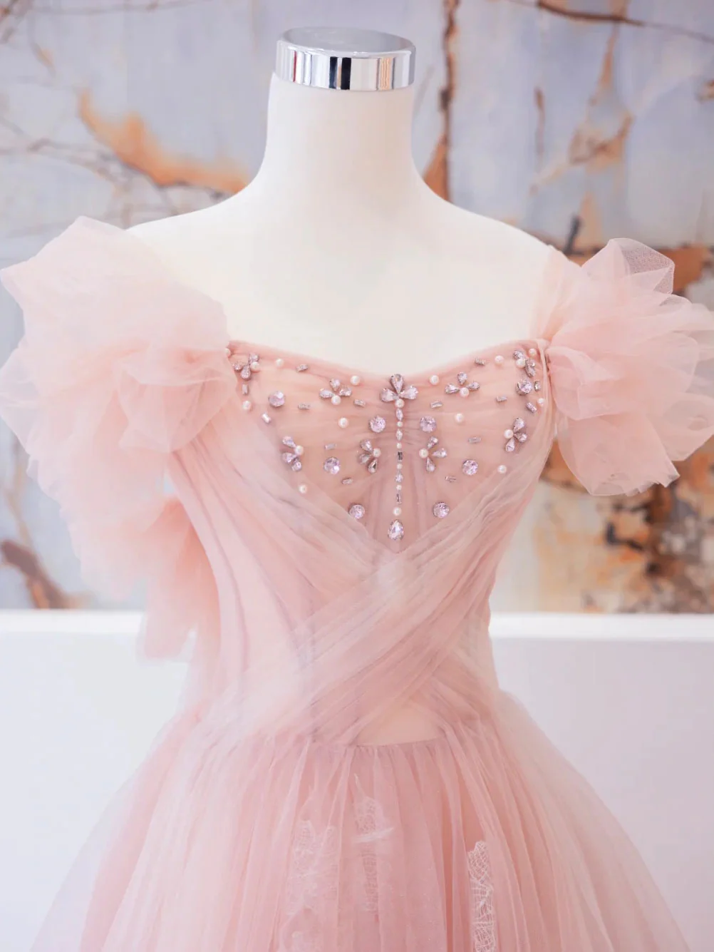 Pink Long Prom Dress, Pink A line Formal Graduation Dresses,Y2413