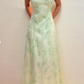 Pretty Green Spaghetti Straps Tulle Sequins A Line Party Prom Dress Y8141