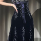 Gorgeous Halter Dark Purple Knee Sheath Evening Dress Beaded Velvet Birthday Outfits SP1896