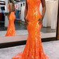 Orange Backless Prom Dress, Orange Mermaid Prom Gown Y2247