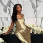 Black girl gold backless evening dresses, prom dresses Y4128