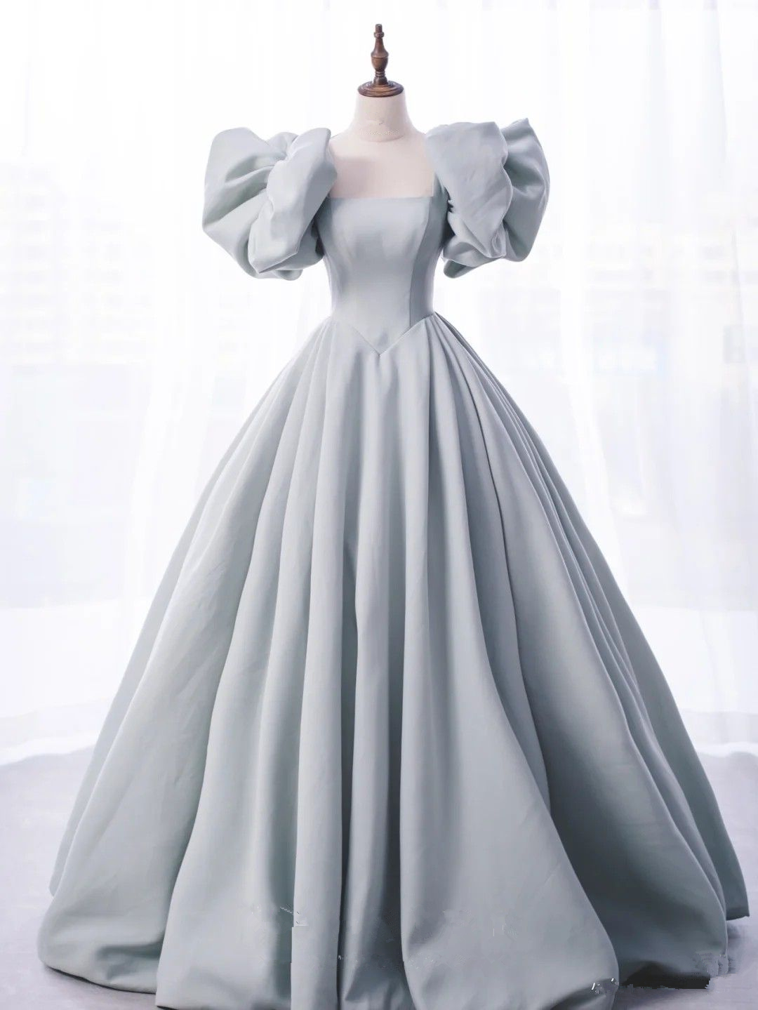 Charming Grey Satin Ball Gown,A-line Princess Dress,18th Birthday Party Dress Y4975