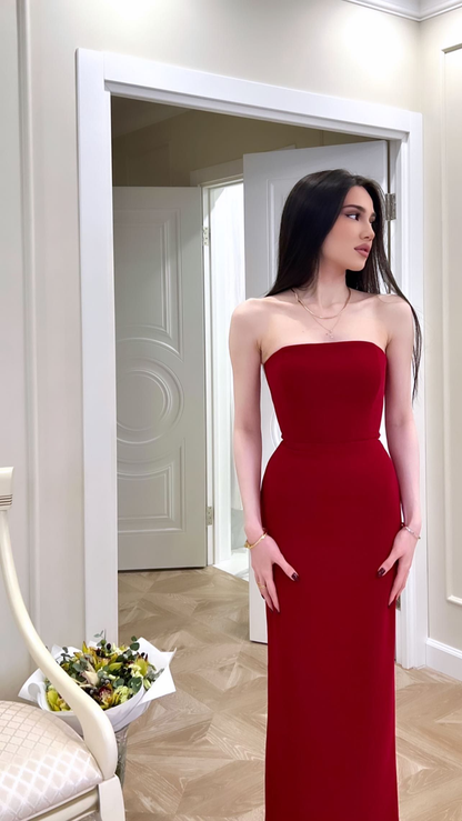 Elegant Strapless Sheath Column Prom Dress Charming Evening Dress