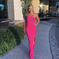 Elegant Hot Pink Bridesmaid Dress,Long Prom Dress Y3011