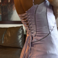 Lavender Satin Print Floral Long Party Gown,Spaghetti Straps Prom Evening Dress Y8100