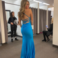 Sexy Blue Mermaid Prom Dresses, Long Evening Party Dress Y5368