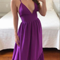Purple Spaghetti Straps V Neck Prom Dress,Simple Purple Evening Dress  Y2349