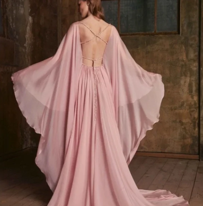 Charming Pink Chiffon Sequin Beaded Mermaid Prom Dress Long Party Dress SP970