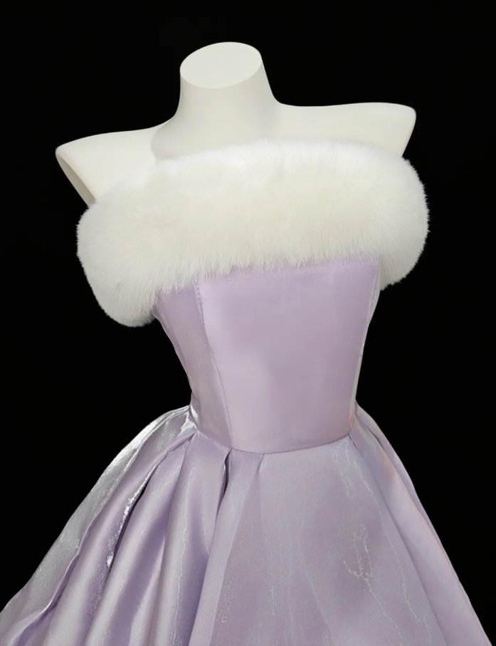 Cute Strapless Purple Satin A Line Short Graduation Homecoming Dress Birthday Dress SP1931