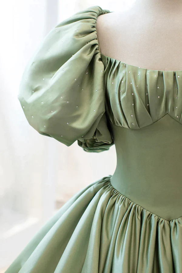 Satin Ball Gown Long Prom Dress Short Sleeves Evening Dress Y4313 Simplepromdress Satin Ball Gown Long Prom Dress Short Sleeves Evening Dress Y4313 Simplepromdress