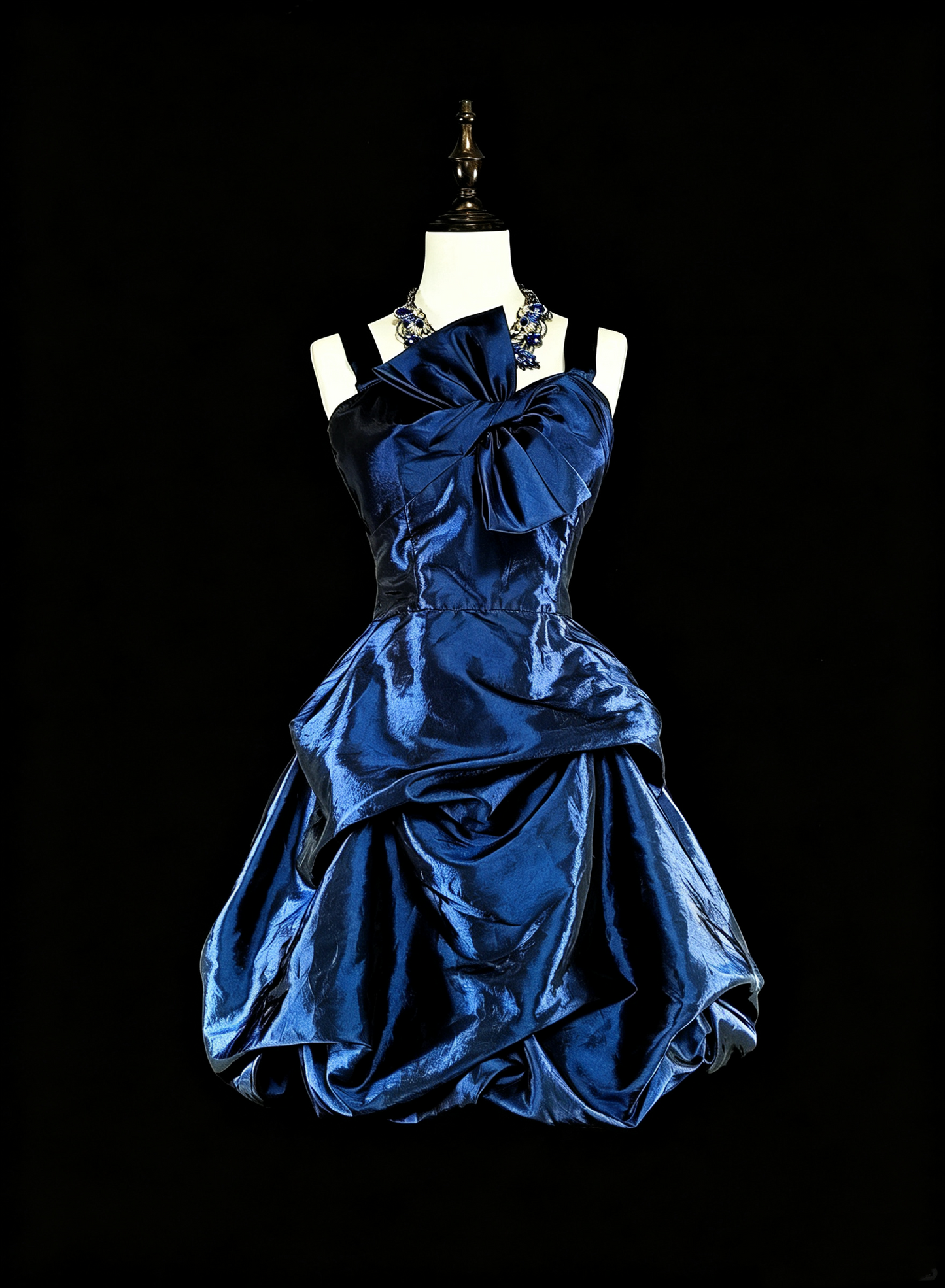 Stylish Spaghetti Straps Blue Satin Pleated A Line Short 8th Grade Homecoming Dress Cocktail Dress SP3391