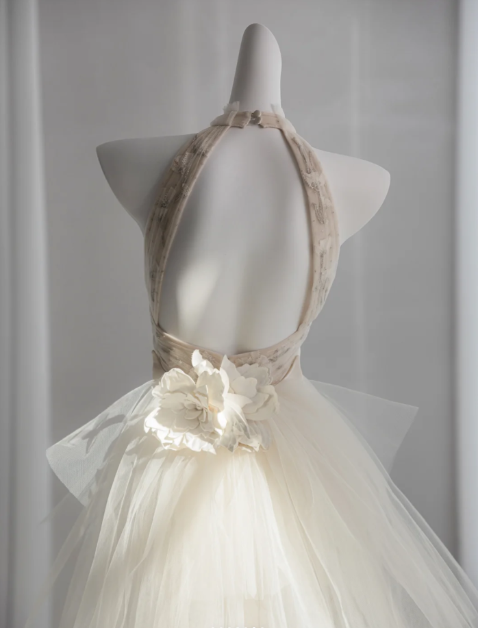 Elegant Sleeveless Ivory Satin Tulle Mermaid Long Wedding Dress Backless Bridal Gown SP1519