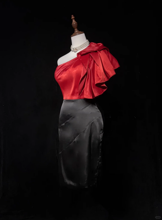 Sexy One Shoulder Satin Sheath Cocktail Dress,Short 8th Grade Homecoming Dress SP2910