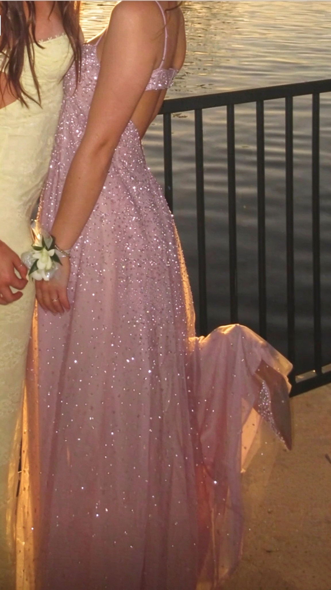 Elegant Spaghetti Straps Pink Tulle Sequin A Line Long Party Dress Prom Gowns SP4271