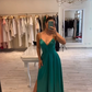 Classic A-line Spaghetti Straps Green Satin Prom Dress,Graduation Dress Y1701