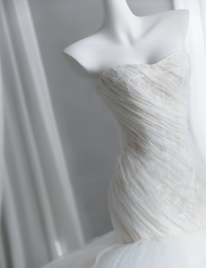 Fairy Strapless Bridal Dress Tulle Mermaid Long Wedding Dress SP1523