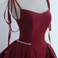 Sleeveless Evening Dress Satin A-Line Spaghetti Strap Square Collar Floor-Length Backless Formal Party Prom Gowns  Y4989