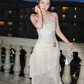 Elegant White Chiffon Mermaid Evening Dress Long Layered Prom Dress Y7716