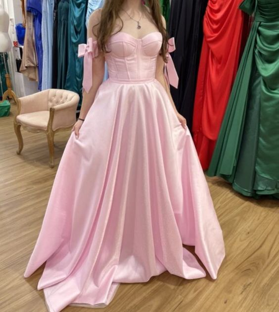 Classic Pink A-line Prom Dress,Pink Evening Dress Y6763