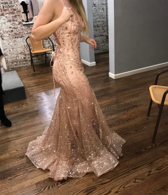 Mermaid V Neck Dark Green Prom Dress Stunning Evening Dress Y325