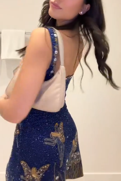 Gorgeous Navy Blue Sequin Beaded Sheath Cocktail Dress Formal Graduation Homecoming Dress Y9322