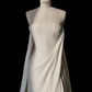 Simple Strapless Satin Lace Sheath Long Prom Dress,White Evening Dress Y8689