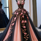 Glamorous A-line Long Prom Dress with Floral Appliques Y2717