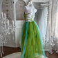 Sexy Halter Butterfly Beaded Tulle Long Party Dress Green Backless Prom Gown SP1467