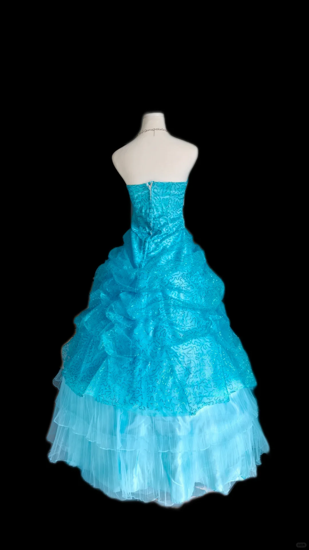 Pretty Strapless Tulle Sequin Ball Gown Long Birthday Prom Dress Party Dress SP2322