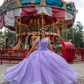 Lilac Tulle Appliques Quinceanera Dress Ball Gown Sweet 16 Dress Y6243