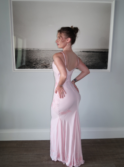 Classy Spaghetti Straps Pink V Neck Satin Mermaid Long Party Dress Birthday Prom Gowns SP2315