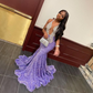 Luxurious Purple Sequins Mermaid Evening Dress For Black Girls Y7311