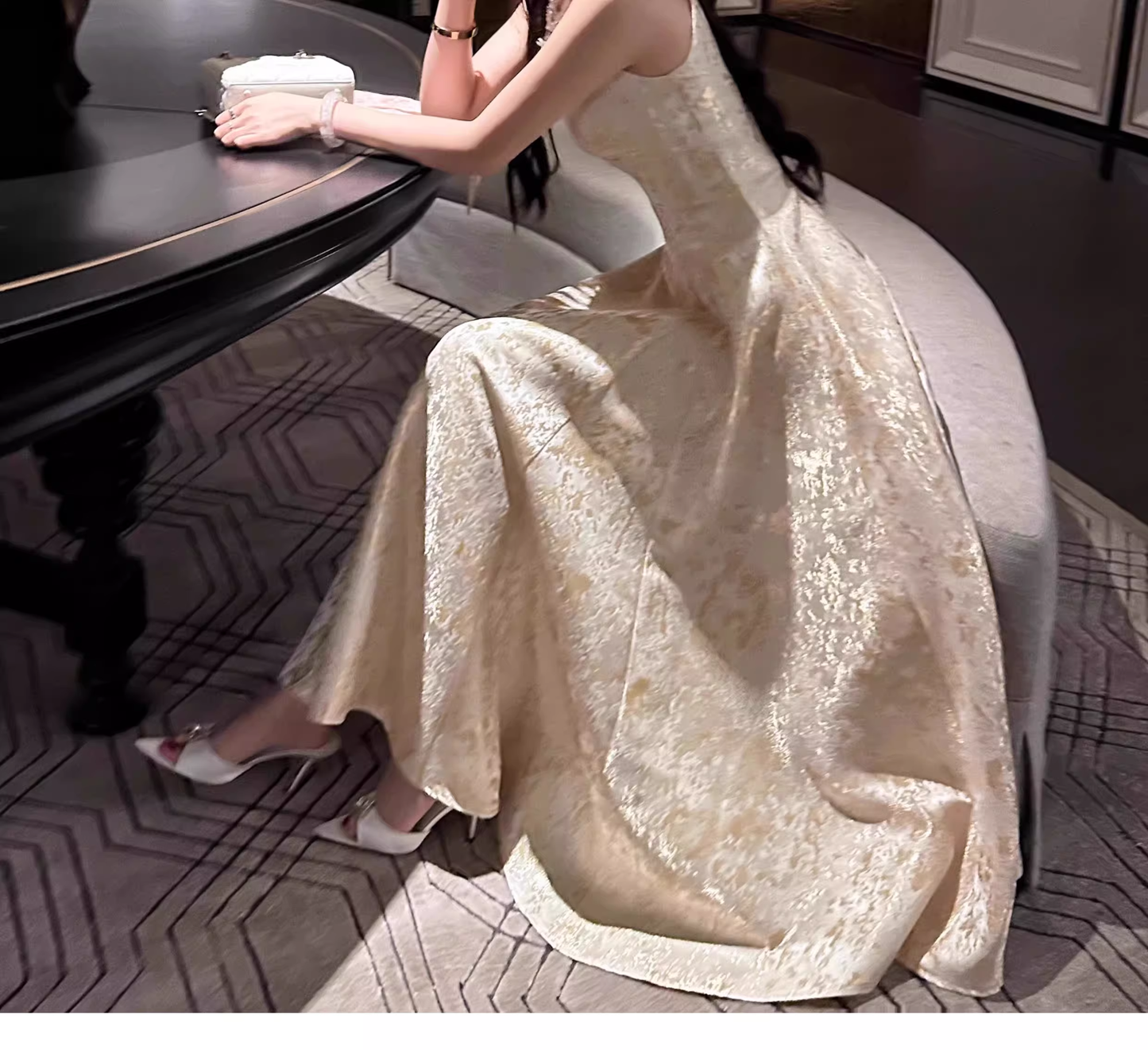 Glamorous Spaghetti Straps V Neck Satin Print Floral Long Party Dress Formal 20th Birthday Outfits SP1979