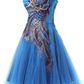 Chic Tulle Satin Sweetheart Neckline A-Line Short Cocktail Dress,Homecoming Dress Y8485