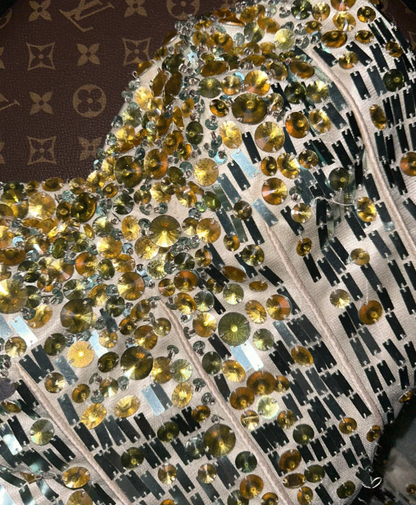 Gorgeous Green Strapless Tulle Sequin Beaded Mermaid Party Dress Long Prom Gown SP949