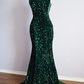 Peacock Green Mermaid Strapless Sparkly Lace-Up Long Formal Prom Dress Y4170