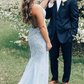 Mermaid Spaghetti Strap Floor Length Tulle Backless Applique Prom Dress Y6752