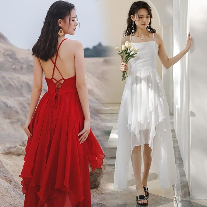 White Chiffon High Low Chic Simple Wedding Party Dress, White Short Pr Simplepromdress White Chiffon High Low Chic Simple Wedding Party Dress, White Short Pr Simplepromdress