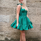 Cute Tie Straps Green Corset Ruffle Short Homecoming Dress Y2724