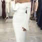 White Off The Shoulder Sheath Party Dress,White Homecoming Dress,White Cocktail Dress Y6873