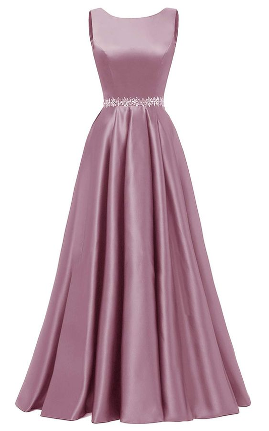 A-Line Prom Dress for Women Long Beaded Belt Formal Evening Party Gown Y5804