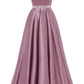 A-Line Prom Dress for Women Long Beaded Belt Formal Evening Party Gown Y5804