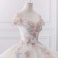Stunning Off The Shoulder Flower Ball Gown Lace Wedding Dress Y1145