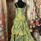 Vintage Sage Green A-Line Spaghetti Strap Satin Long Prom Dress Beaded Evening Dress Y8517