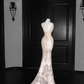Classy Tulle Appliques Sequins Mermaid Prom Dress,Slit Formal Evening Dress Y8661