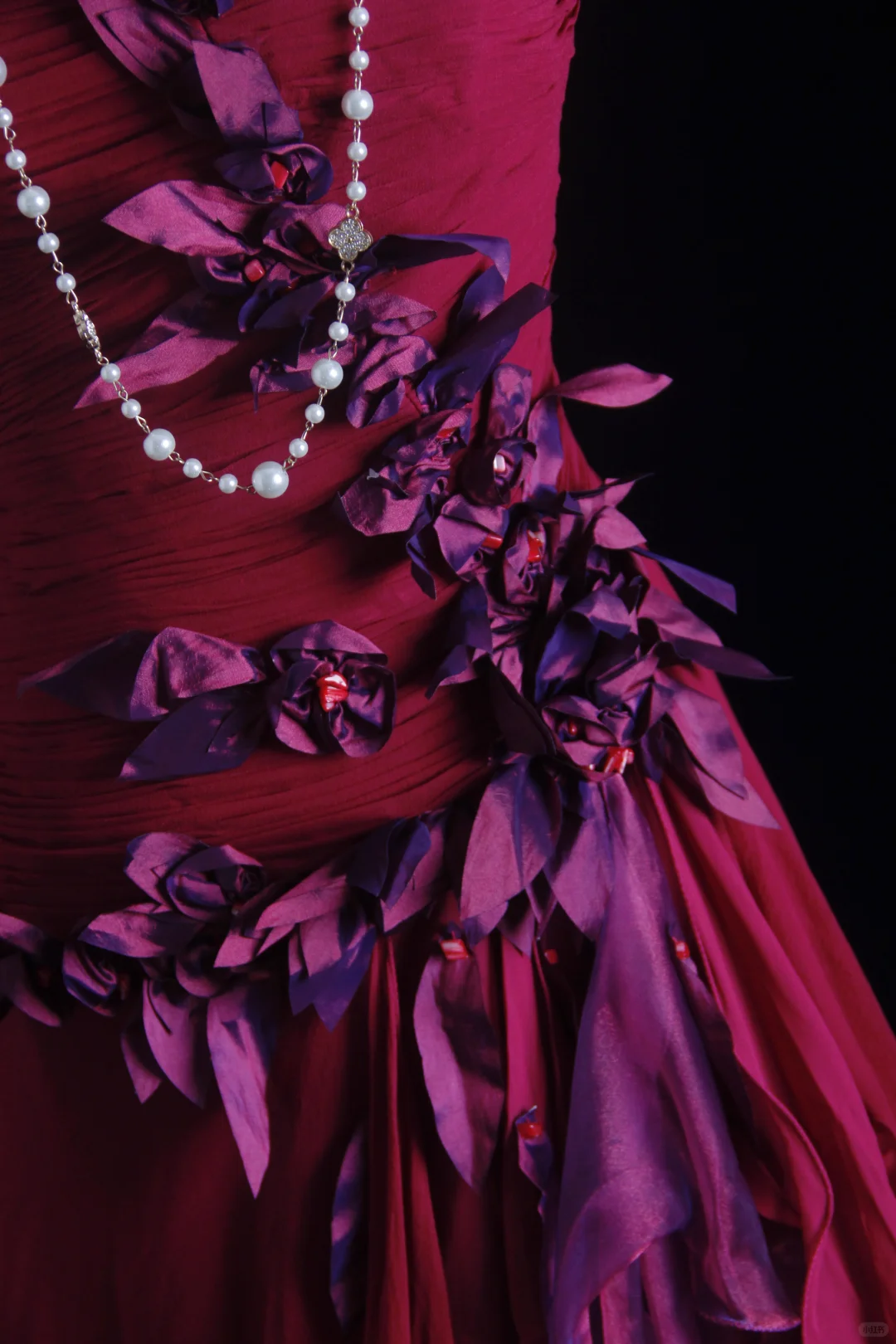 Charming Fuchsia Chiffon Appliques A Line Long Party Dress Strapless Prom Dress SP2152