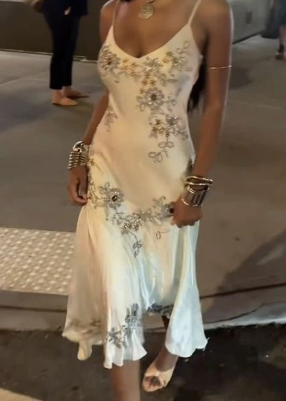 Pretty Spaghetti Straps Blue SAtin Beaded Mermaid Evening Dress Long Prom Dress SP193