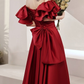 Red Ball Gown with Bell Sleeves and Lace UP Back Y6067