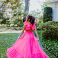 A-Line Long Hot Pink Prom Dresses Y6803