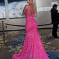 Elegant V Neck Sexy Sleeveless Mermaid Prom Dress,Orange Evening Dress  Y5188